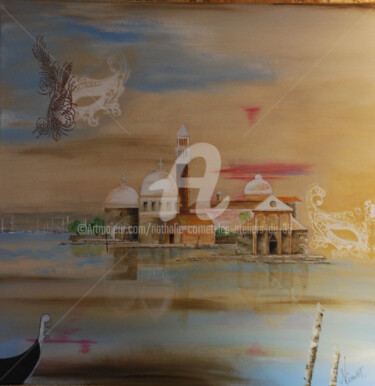 Painting titled "Balade à Venise" by Nathalie Cornet (Les ateliers du 35), Original Artwork, Acrylic