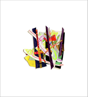 Collages intitulée "Collage flottant ab…" par Nathalie Cuvelier Abstraction(S), Œuvre d'art originale, Collages Monté sur Al…