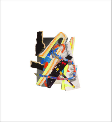 「Collage flottant ab…」というタイトルのコラージュ Nathalie Cuvelier Abstraction(S)によって, オリジナルのアートワーク, コラージュ アルミニウムにマウント