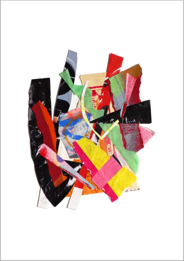Κολάζ με τίτλο "Collage flottant ab…" από Nathalie Cuvelier Abstraction(S), Αυθεντικά έργα τέχνης, Κολάζ Τοποθετήθηκε στο Αλ…