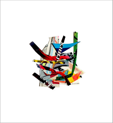 Kolaże zatytułowany „Collage flottant ab…” autorstwa Nathalie Cuvelier Abstraction(S), Oryginalna praca, Kolaże Zamontowany…
