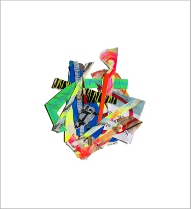 Collagen mit dem Titel "Collage flottant ab…" von Nathalie Cuvelier Abstraction(S), Original-Kunstwerk, Collagen Auf Alumini…