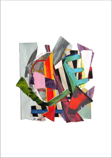 Collages getiteld "Collage flottant ab…" door Nathalie Cuvelier Abstraction(S), Origineel Kunstwerk, Collages Gemonteerd op…