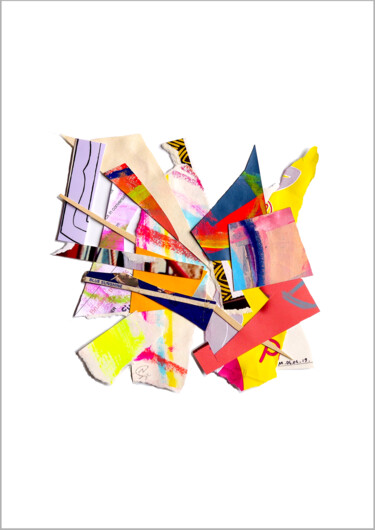 Collages intitolato "Collage flottant ab…" da Nathalie Cuvelier Abstraction(S), Opera d'arte originale, Collages Montato su…