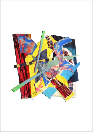 Collages intitolato "Collage flottant ab…" da Nathalie Cuvelier Abstraction(S), Opera d'arte originale, Acrilico Montato su…