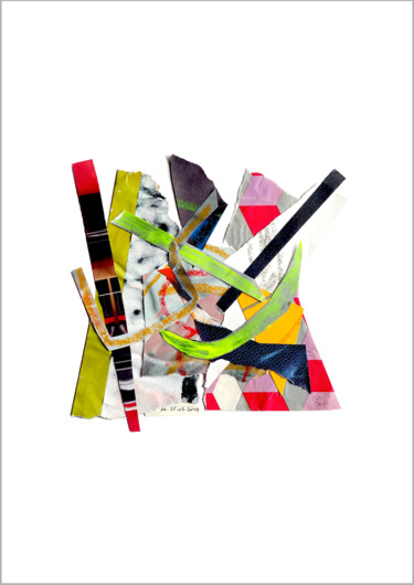 Collages intitulée "Collage flottant ab…" par Nathalie Cuvelier Abstraction(S), Œuvre d'art originale, Acrylique Monté sur A…