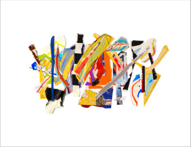 「En scène !」というタイトルのコラージュ Nathalie Cuvelier Abstraction(S)によって, オリジナルのアートワーク, コラージュ アルミニウムにマウント