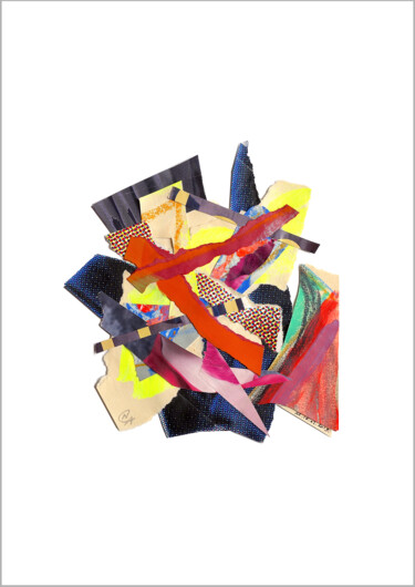 Kolaże zatytułowany „Collage flottant ab…” autorstwa Nathalie Cuvelier Abstraction(S), Oryginalna praca, Kolaże Zamontowany…