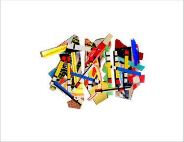 「Mikado Boogie」というタイトルのコラージュ Nathalie Cuvelier Abstraction(S)によって, オリジナルのアートワーク, アクリル アルミニウムにマウント