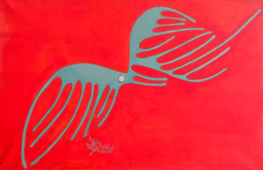 Pittura intitolato "Oiseau Volant Non I…" da Nathalie De Voogd, Opera d'arte originale, Acrilico Montato su Telaio per barel…
