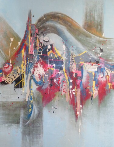 Malarstwo zatytułowany „Paysage coloré 2” autorstwa Nathalie Denis, Oryginalna praca, Olej Zamontowany na Drewniana rama nos…