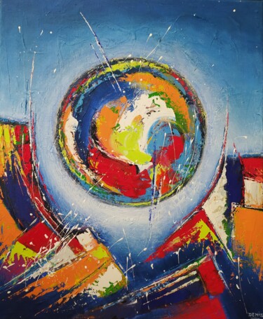 Peinture intitulée "Monde imaginaire 5" par Nathalie Denis, Œuvre d'art originale, Huile Monté sur Châssis en bois