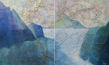 Peinture intitulée "Les Roches Bleues" par Desrondaux, Œuvre d'art originale, Acrylique