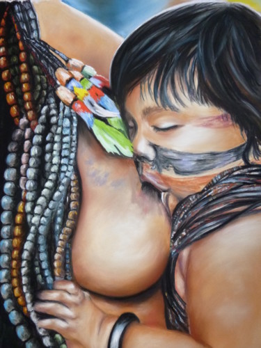 Painting titled ""L'enfant d'Amazoni…" by Nathalie Durand (Ndpastelart), Original Artwork, Pastel