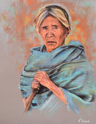 Painting titled "Nogaland Woman" by Nathalie Durand (Ndpastelart), Original Artwork, Pastel