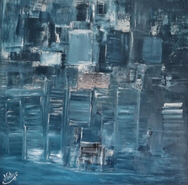 제목이 "Manhattan"인 미술작품 Nathalie Fernandes (Natys)로, 원작, 아크릴 나무 들것 프레임에 장착됨