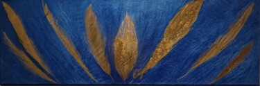 Painting titled "Plume d'or 24k" by Nathalie Fernandes (Natys), Original Artwork, Acrylic Mounted on Wood Stretcher frame