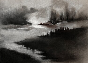 Рисунок под названием "Série terre d'accue…" - Nathalie Fouladoux, Подлинное произведение искусства, Древесный уголь