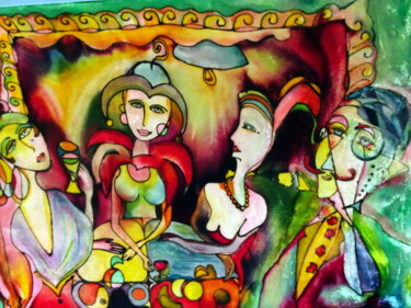 la vie est un thêatre Textile Art titled "la vie est un thêat…" by Nathalie Fuster, Original Art, Fabric