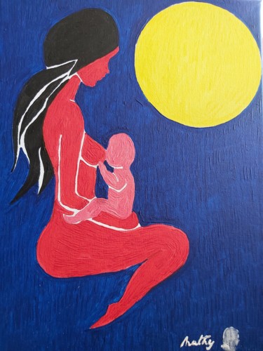 Peinture intitulée "La mère et l enfant" par Nathy ... (Nathy), Œuvre d'art originale, Acrylique