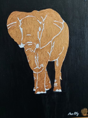 Painting titled "L elephant" by Nathy ... (Nathy), Original Artwork, Acrylic