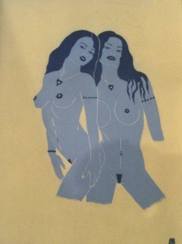 Painting titled "Les femmes bleu" by Nathy ... (Nathy), Original Artwork, Acrylic