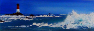 Peinture intitulée "La mer" par Nathalie Gombault, Œuvre d'art originale, Huile