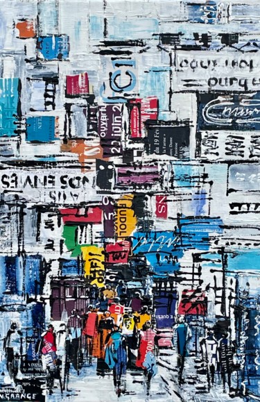 Pintura titulada "ville du monde 8" por Nathalie Grange, Obra de arte original, Acrílico Montado en Bastidor de camilla de m…
