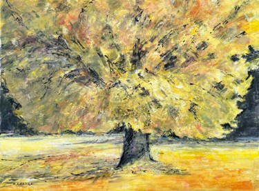 Painting titled "l'arbre aux mille é…" by Nathalie Grange, Original Artwork, Acrylic Mounted on Wood Stretcher frame