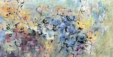 Malerei mit dem Titel "vaste champ fleuri 3" von Nathalie Grange, Original-Kunstwerk, Acryl
