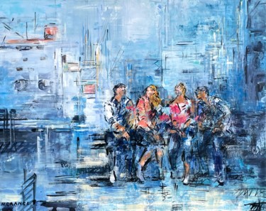 Painting titled "les filles du port" by Nathalie Grange, Original Artwork, Acrylic Mounted on Wood Stretcher frame