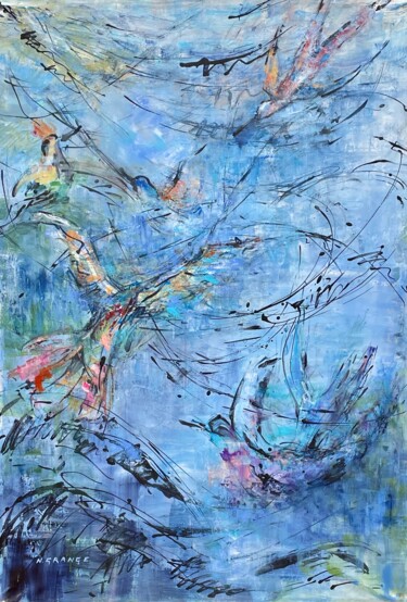 Malerei mit dem Titel "le chant des oiseaux" von Nathalie Grange, Original-Kunstwerk, Acryl