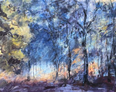 Painting titled "forêt magique 1" by Nathalie Grange, Original Artwork, Acrylic