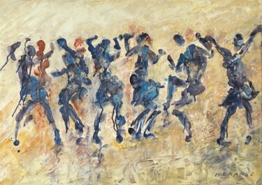Painting titled "on danse 6" by Nathalie Grange, Original Artwork, Acrylic Mounted on Wood Stretcher frame