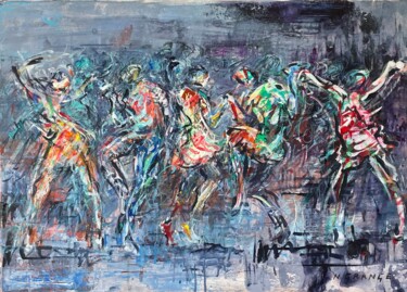 Pintura titulada "on danse 5" por Nathalie Grange, Obra de arte original, Acrílico Montado en Bastidor de camilla de madera