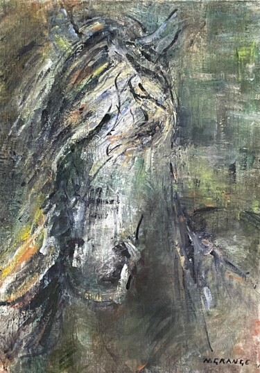 Pintura titulada "tête de cheval" por Nathalie Grange, Obra de arte original, Acrílico Montado en Bastidor de camilla de mad…