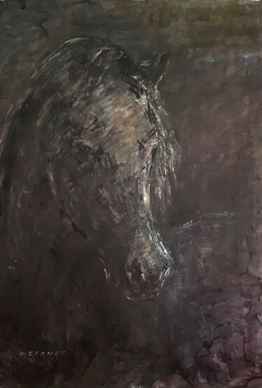 Painting titled "cheval" by Nathalie Grange, Original Artwork, Acrylic