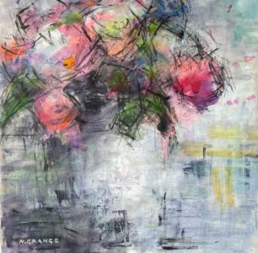 Painting titled "bouquet 1" by Nathalie Grange, Original Artwork, Acrylic Mounted on Wood Stretcher frame