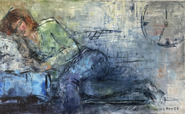 「parenthèse 3」というタイトルの絵画 Nathalie Grangeによって, オリジナルのアートワーク, アクリル ウッドストレッチャーフレームにマウント