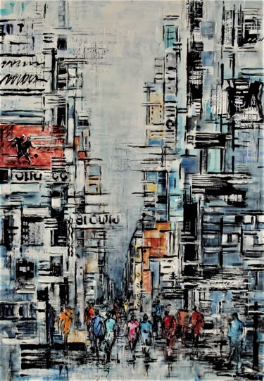 Peinture intitulée "mélodie en ville" par Nathalie Grange, Œuvre d'art originale, Acrylique Monté sur Châssis en bois