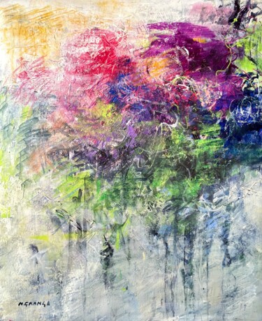 Schilderij getiteld "bouquet 3" door Nathalie Grange, Origineel Kunstwerk, Acryl Gemonteerd op Frame voor houten brancard