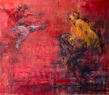 Painting titled "danseurs" by Nathalie Grange, Original Artwork, Acrylic