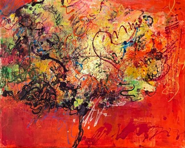 Peinture intitulée "mon abricotier 2" par Nathalie Grange, Œuvre d'art originale, Acrylique