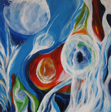 Картина под названием "Birth" - Nathalie Gribinski, Подлинное произведение искусства, Акрил Установлен на Деревянная рама дл…