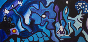 Malarstwo zatytułowany „Starry Hands” autorstwa Nathalie Gribinski, Oryginalna praca, Akryl Zamontowany na Drewniana rama no…