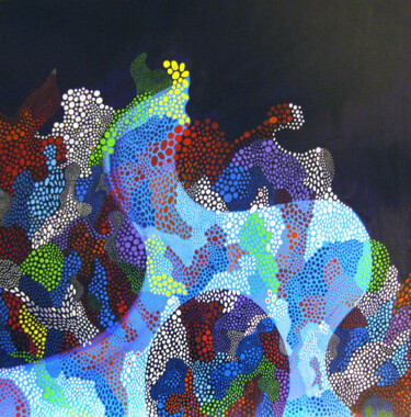 Malarstwo zatytułowany „Voluptuous Coral” autorstwa Nathalie Gribinski, Oryginalna praca, Marker Zamontowany na Drewniana ra…