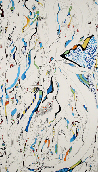 Peinture intitulée "The kite Mountain" par Nathalie Gribinski, Œuvre d'art originale, Huile