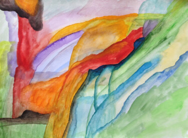 Painting titled "Relaxation in the F…" by Nathalie Gribinski, Original Artwork, Watercolor