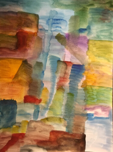 Painting titled "On the Roads" by Nathalie Gribinski, Original Artwork, Watercolor