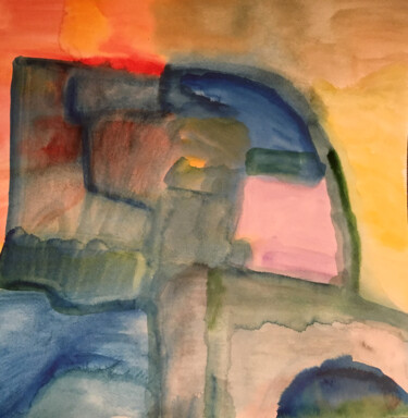 Painting titled "In the Truck" by Nathalie Gribinski, Original Artwork, Watercolor